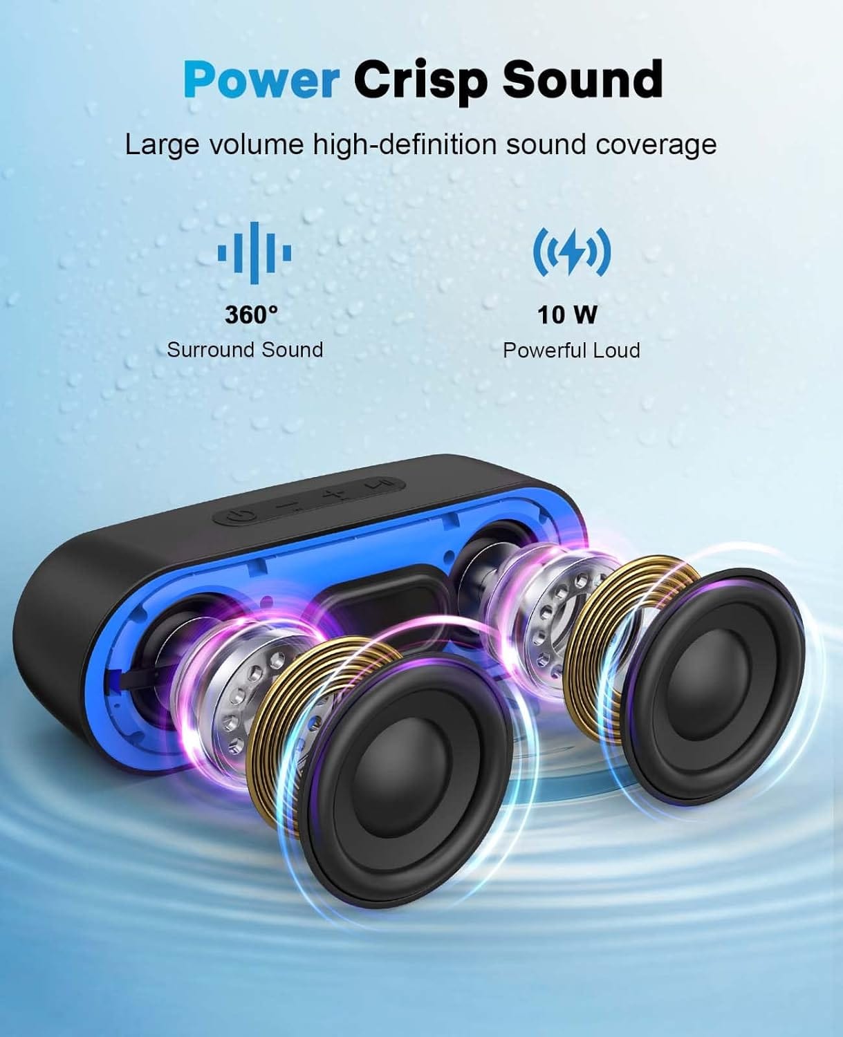 LENRUE Bluetooth Speakers, Waterproof Portable Speakers with TWS, 24 Playtime, Stereo Sound, Wireless for Home Shower Pool Beach Outdoor