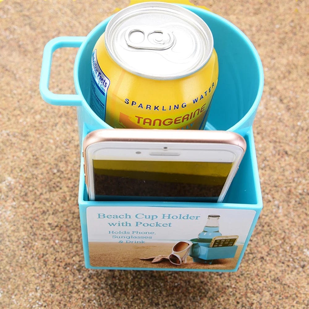 Sand Beach Cup Holder with phone Pocket
