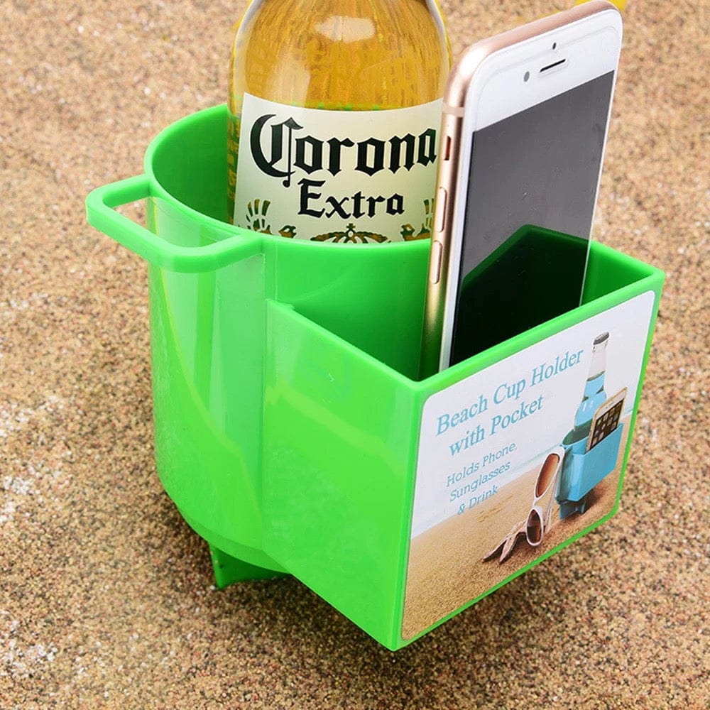 Sand Beach Cup Holder with phone Pocket