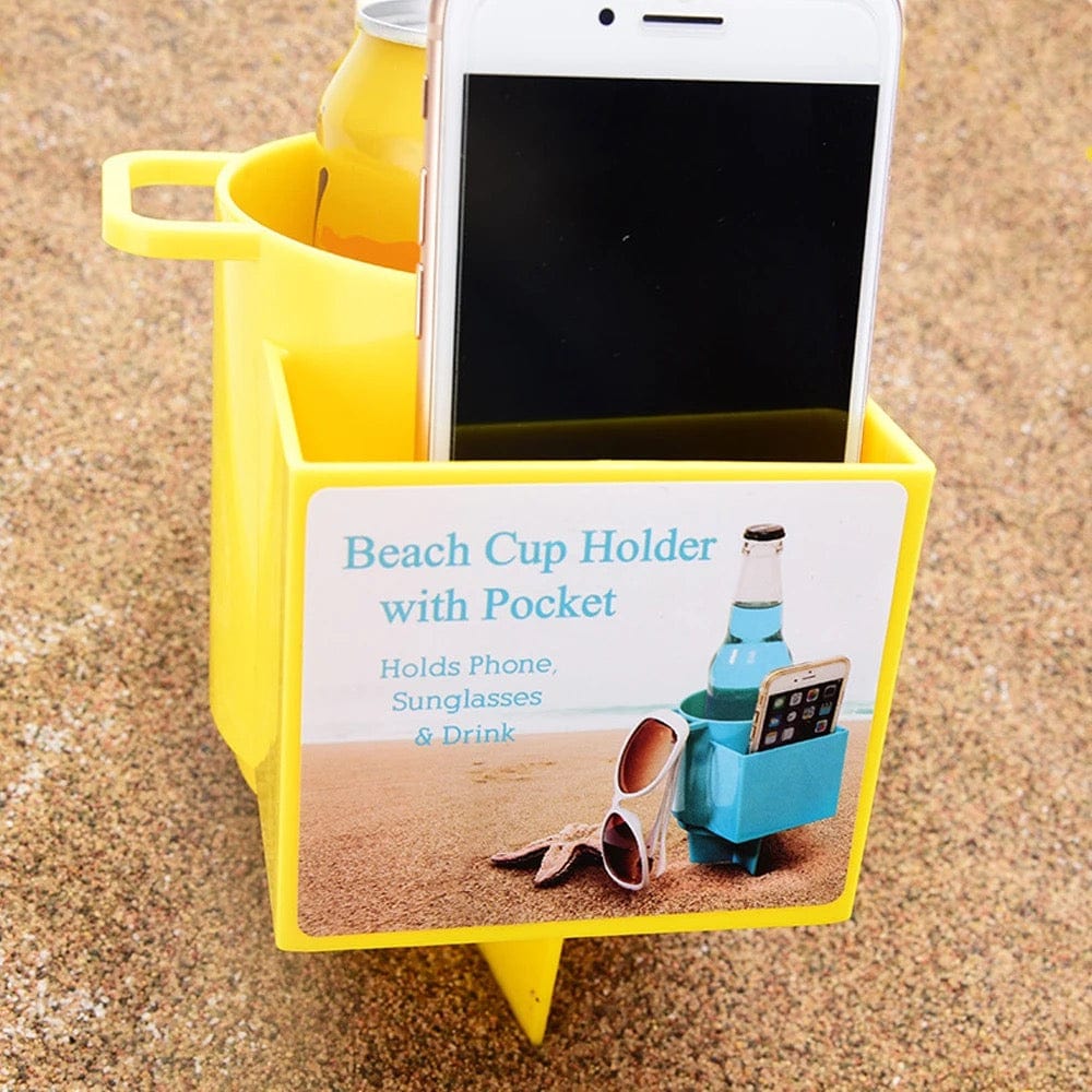 Sand Beach Cup Holder with phone Pocket